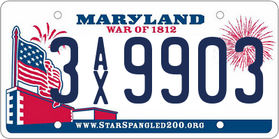 MD license plate 3AX9903