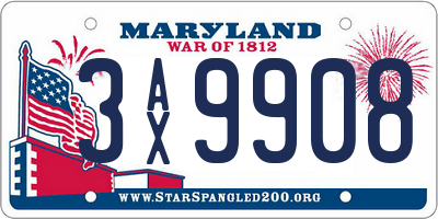 MD license plate 3AX9908
