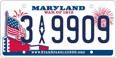 MD license plate 3AX9909