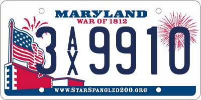 MD license plate 3AX9910