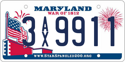 MD license plate 3AX9911