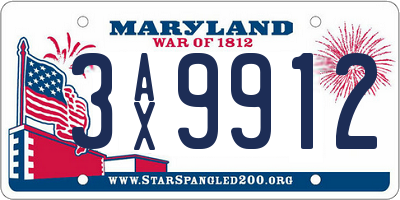MD license plate 3AX9912