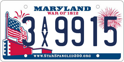 MD license plate 3AX9915