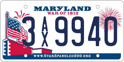 MD license plate 3AX9940