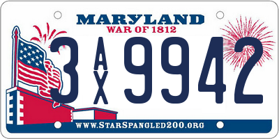 MD license plate 3AX9942