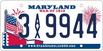 MD license plate 3AX9944