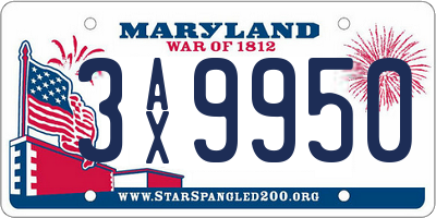 MD license plate 3AX9950