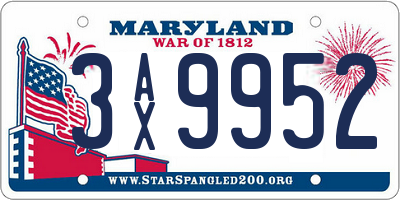 MD license plate 3AX9952