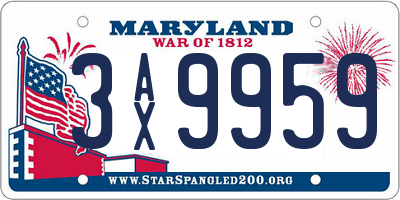MD license plate 3AX9959