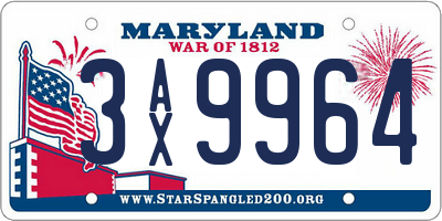 MD license plate 3AX9964