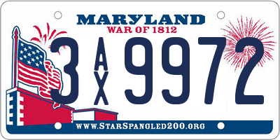 MD license plate 3AX9972