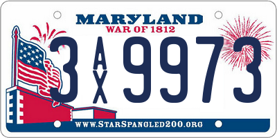 MD license plate 3AX9973