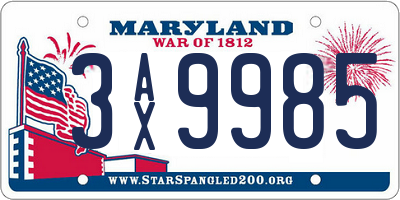 MD license plate 3AX9985