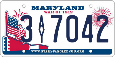MD license plate 3AY7042