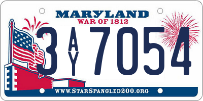 MD license plate 3AY7054