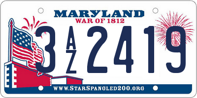 MD license plate 3AZ2419