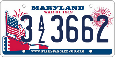 MD license plate 3AZ3662