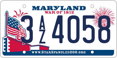 MD license plate 3AZ4058