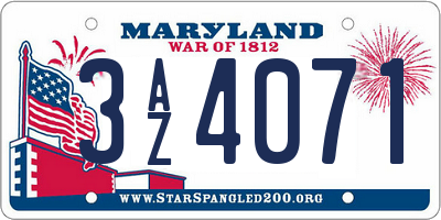 MD license plate 3AZ4071