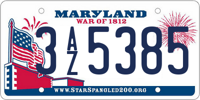 MD license plate 3AZ5385