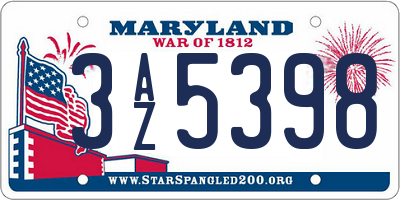 MD license plate 3AZ5398