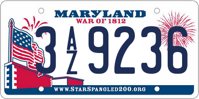 MD license plate 3AZ9236