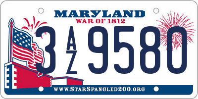 MD license plate 3AZ9580