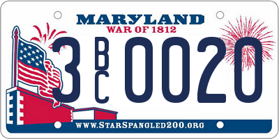 MD license plate 3BC0020