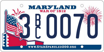 MD license plate 3BC0070