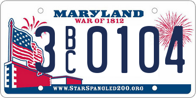 MD license plate 3BC0104