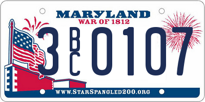 MD license plate 3BC0107