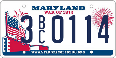 MD license plate 3BC0114