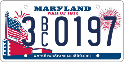 MD license plate 3BC0197