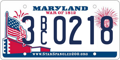 MD license plate 3BC0218