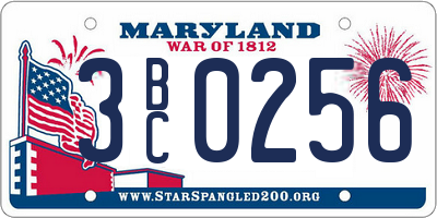MD license plate 3BC0256