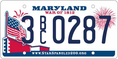 MD license plate 3BC0287