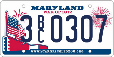 MD license plate 3BC0307
