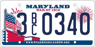 MD license plate 3BC0340