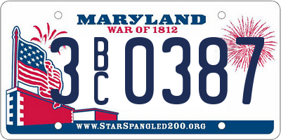 MD license plate 3BC0387