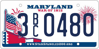 MD license plate 3BC0480