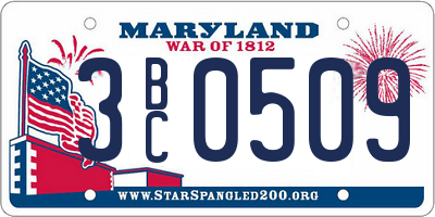 MD license plate 3BC0509
