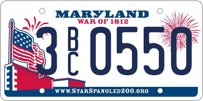 MD license plate 3BC0550