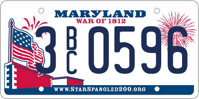 MD license plate 3BC0596