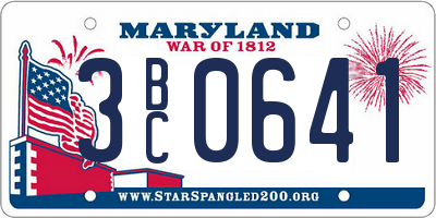 MD license plate 3BC0641