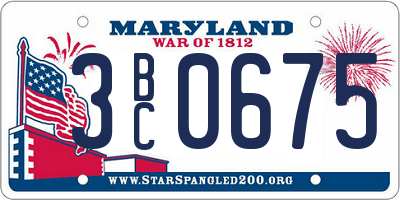 MD license plate 3BC0675