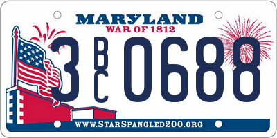MD license plate 3BC0688