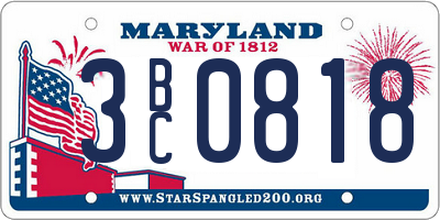 MD license plate 3BC0818