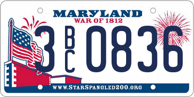 MD license plate 3BC0836