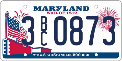 MD license plate 3BC0873