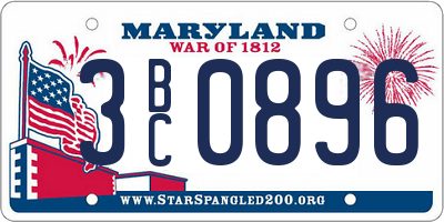 MD license plate 3BC0896